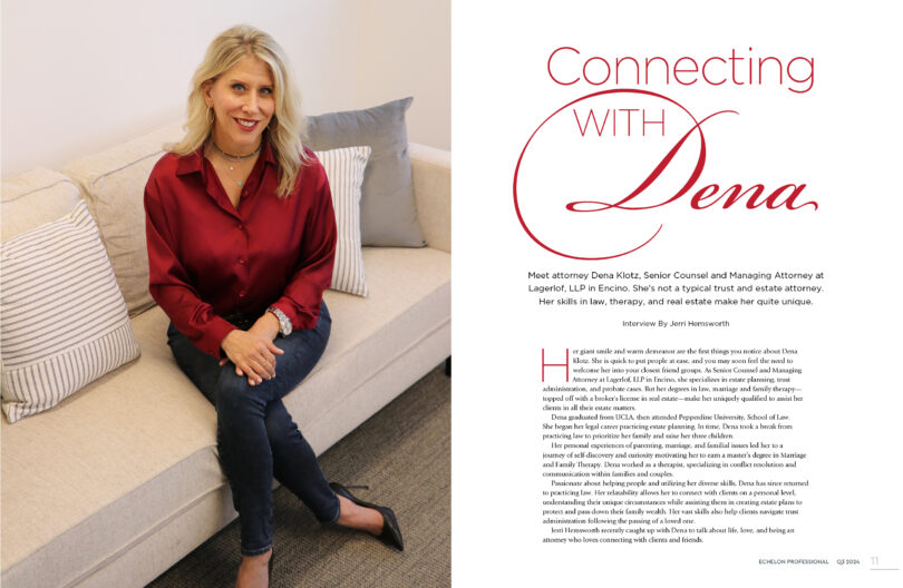 Connecting with Dena Klotz of Lagerlof, LLP in Encino.